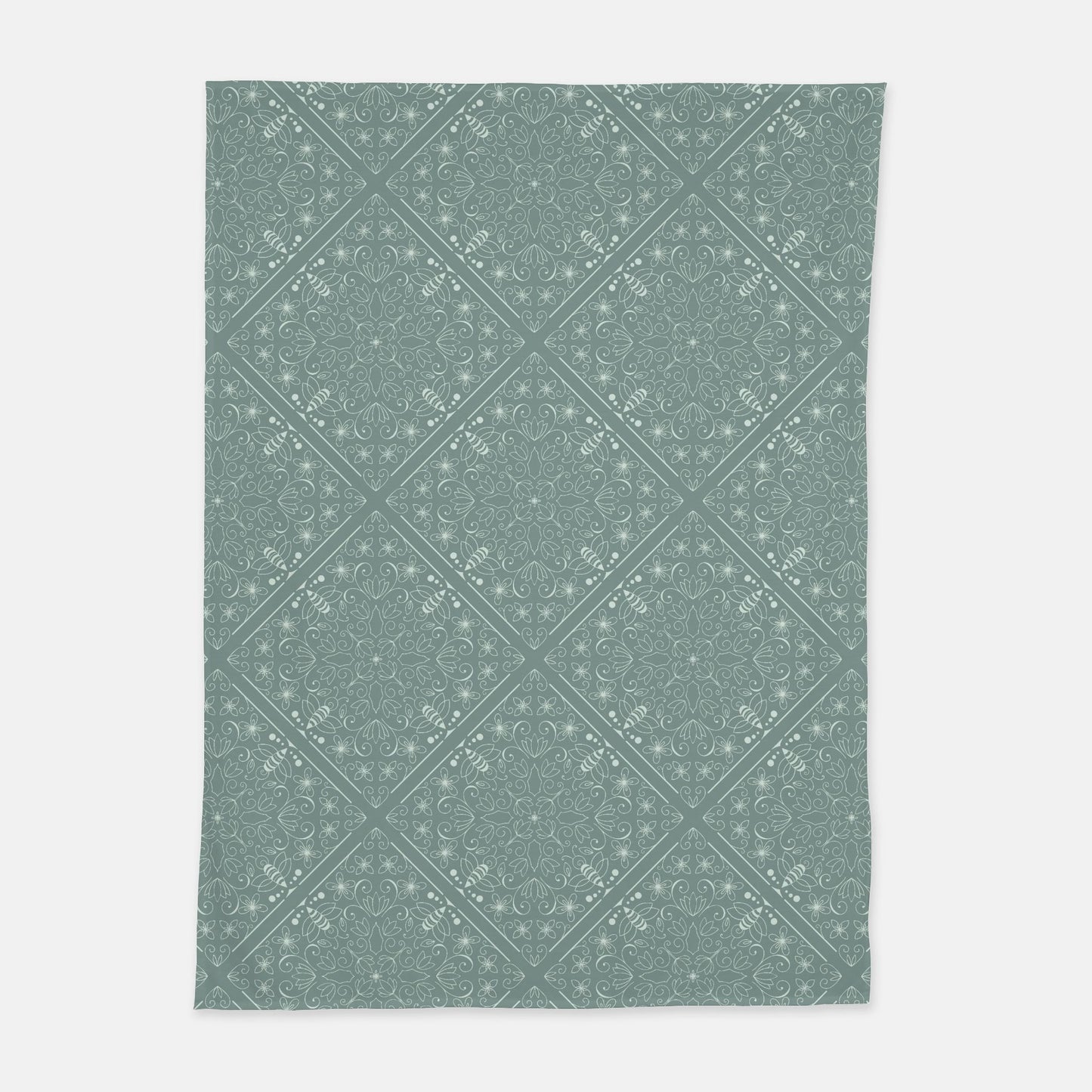 Spanish Bee Square-Green Swaddle Blanket - 30" x 40"