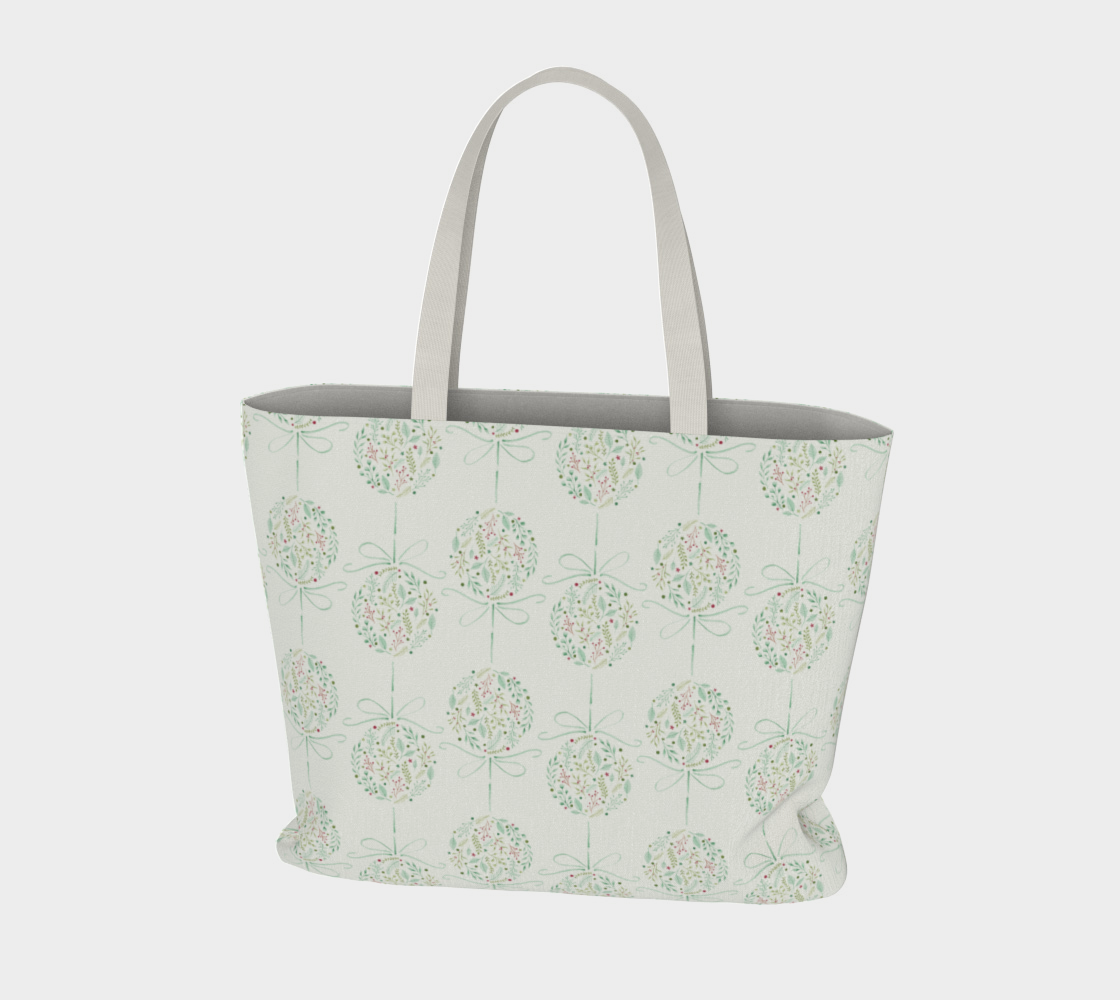 White Watercolor Ornaments Large Tote