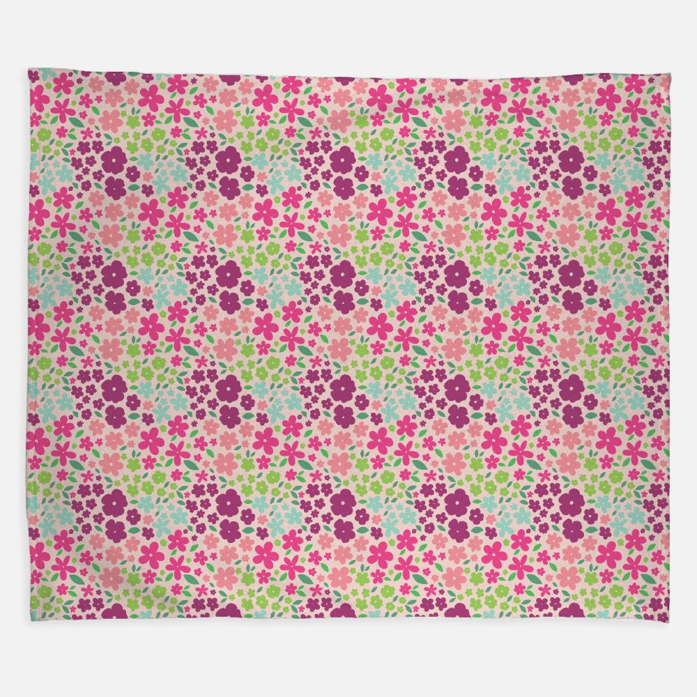 A Flock of Flowers-Purple Soft Fleece Blanket - 50" x 60"