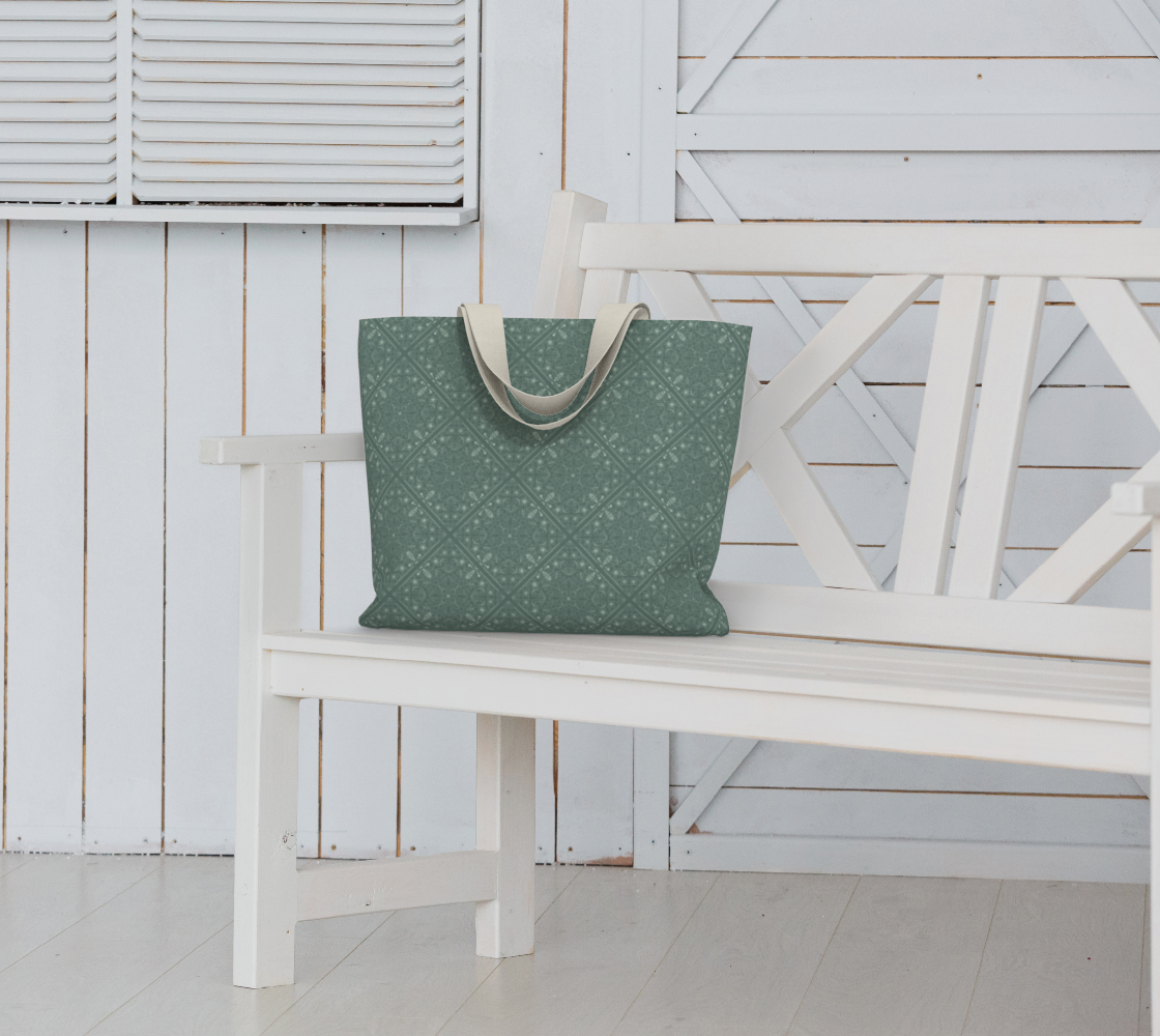 Spanish Bee Square-Green Large Tote