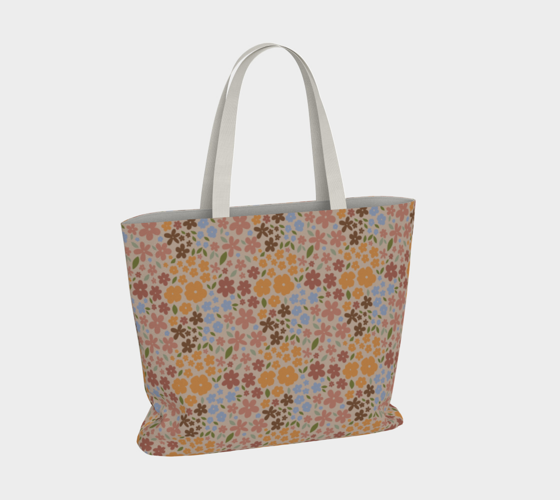 A Flock of Flowers-Muted Large Tote